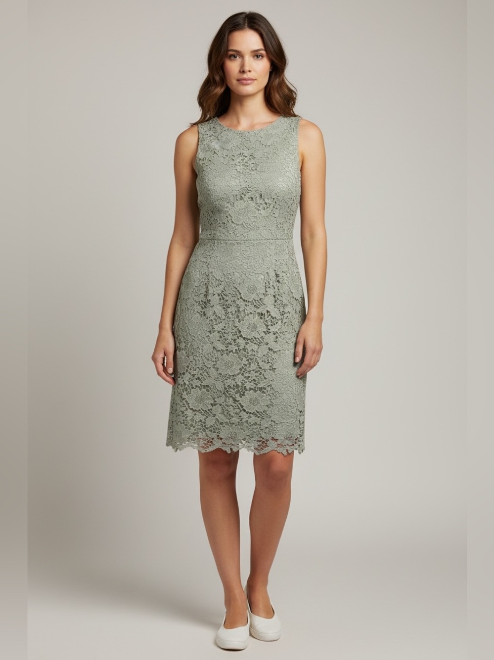 Ryan Michelle Sleeveless Lace Sheath Dress // Green // Large // NEW